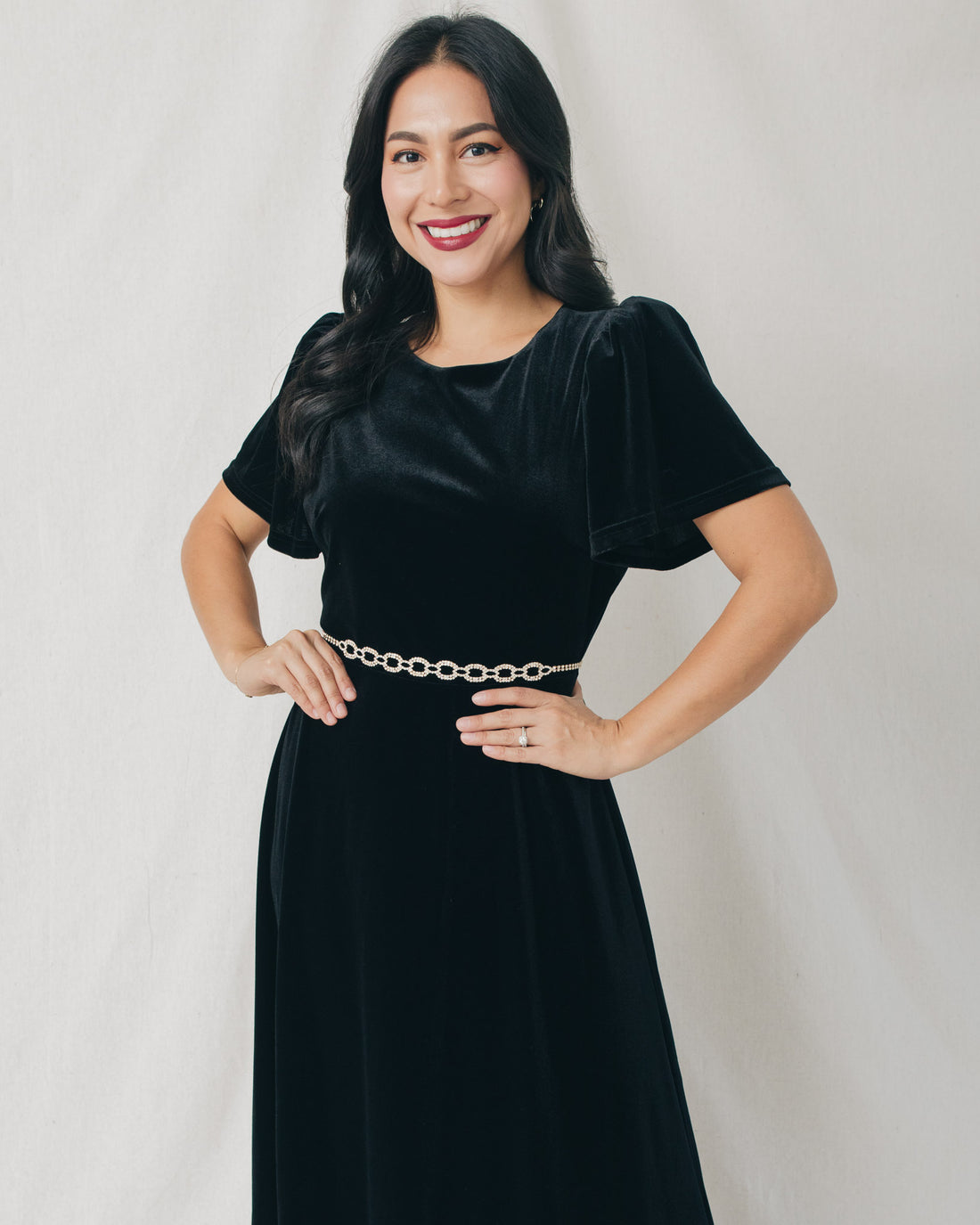 Mirba Velvet A-Line Midi Dress