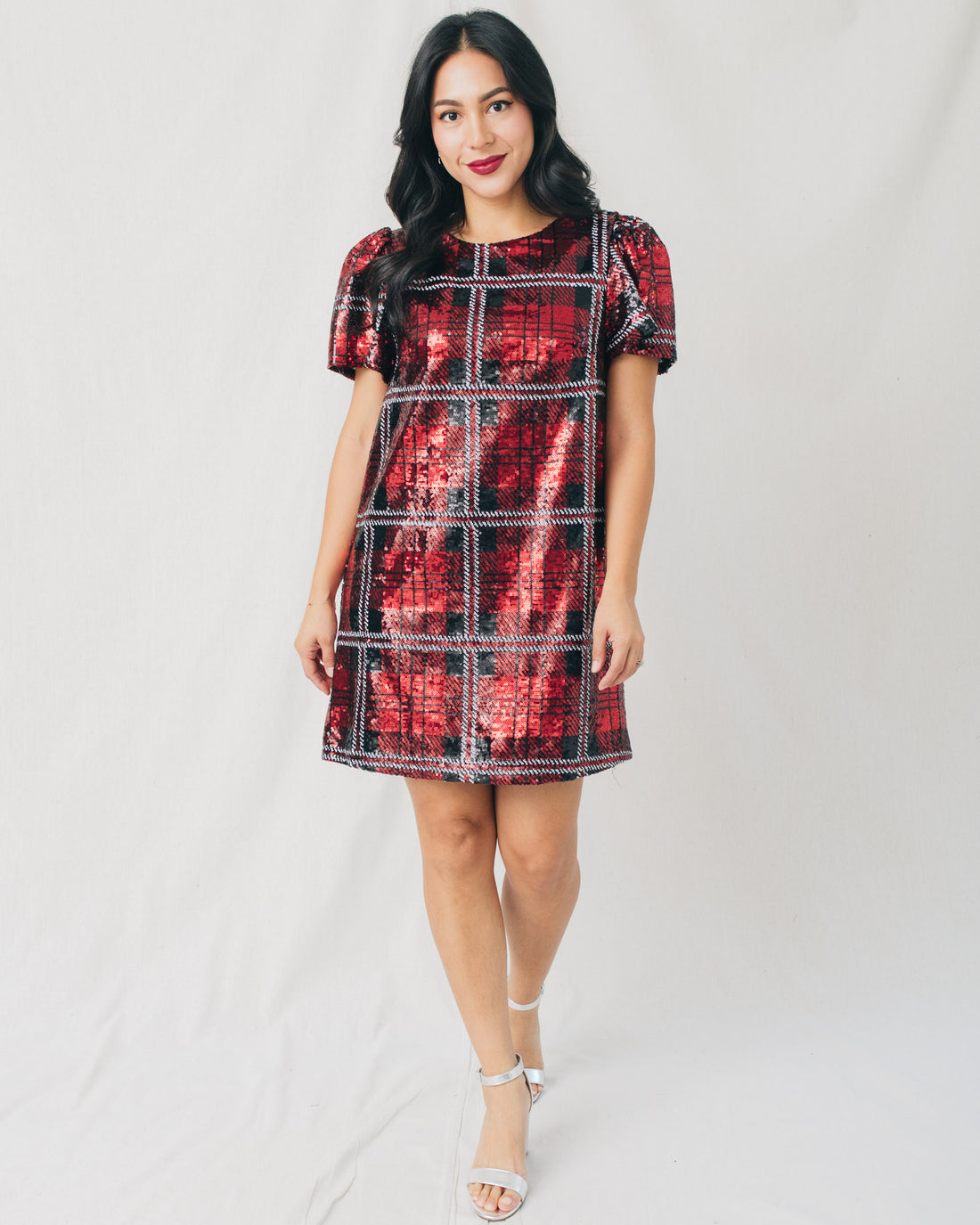 Fedra Sequin Plaid Boxy Mini Dress