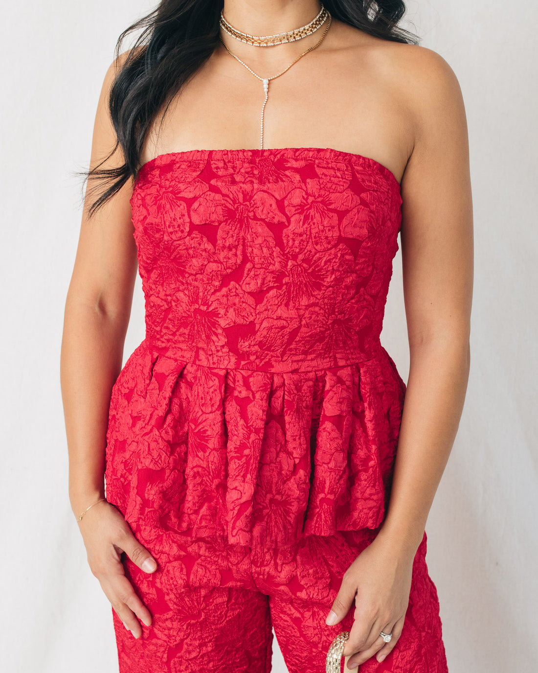 Arielle Jacquard Peplum Top