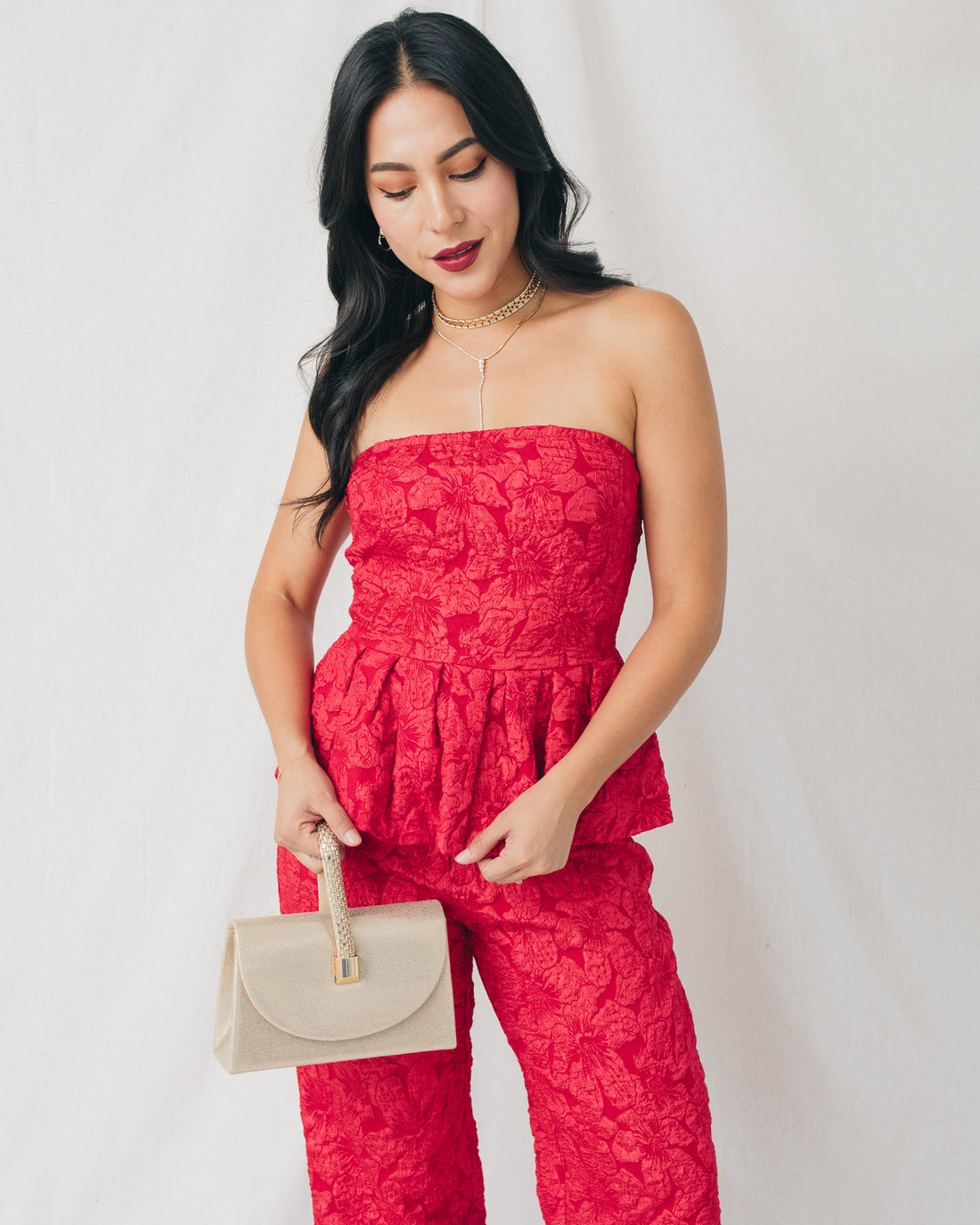 Arielle Jacquard Peplum Top