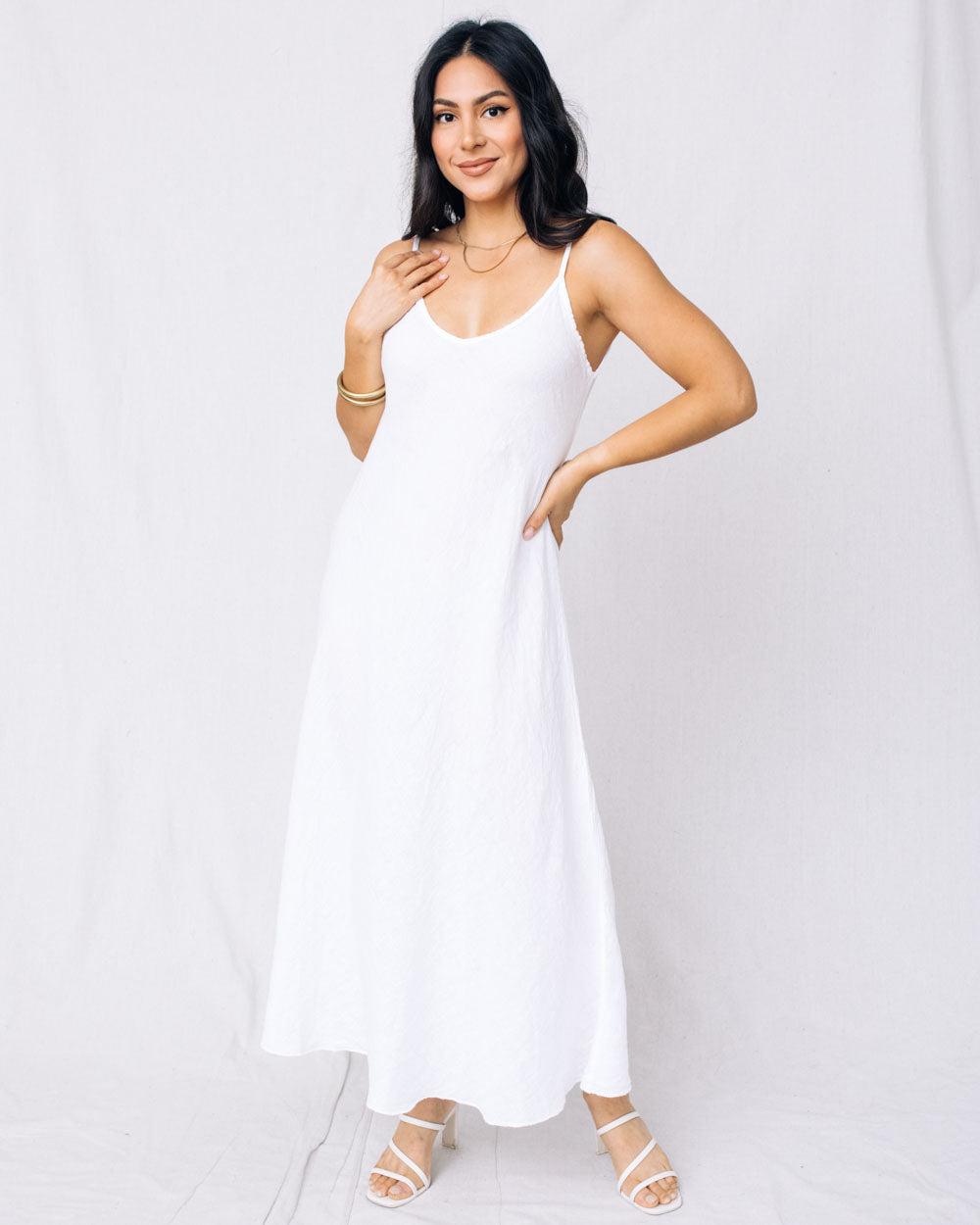 Aitana Linen V-Neck Slip Maxi Dress