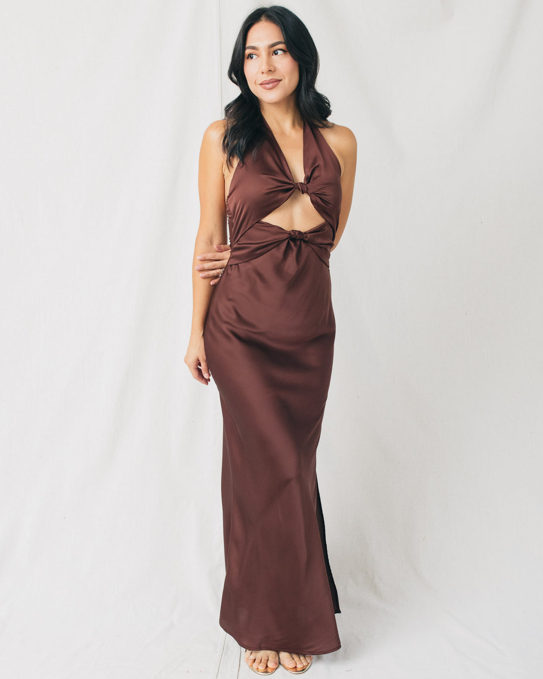 Shannon Front Cutout Halter Neck Maxi Dress