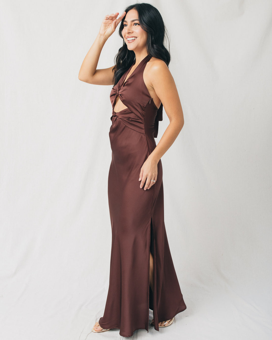 Shannon Front Cutout Halter Neck Maxi Dress