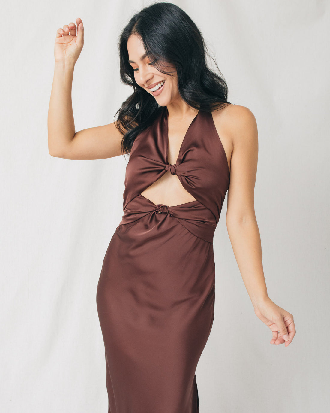 Shannon Front Cutout Halter Neck Maxi Dress