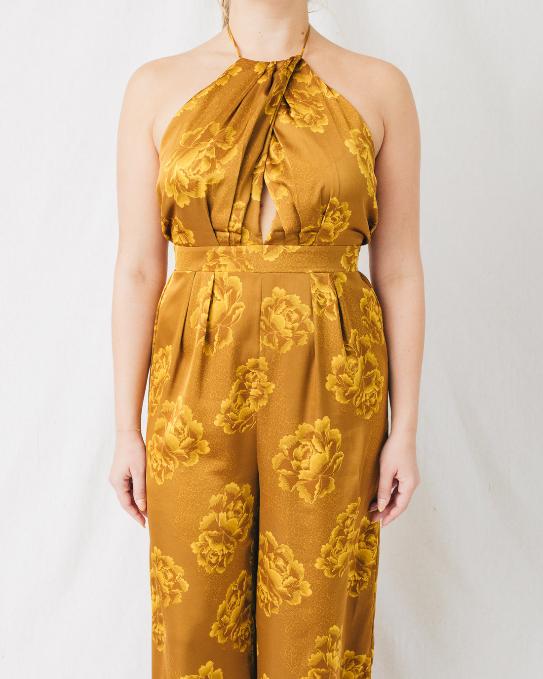 Olena Halter Neck Backless Tie Detail Jumpsuit