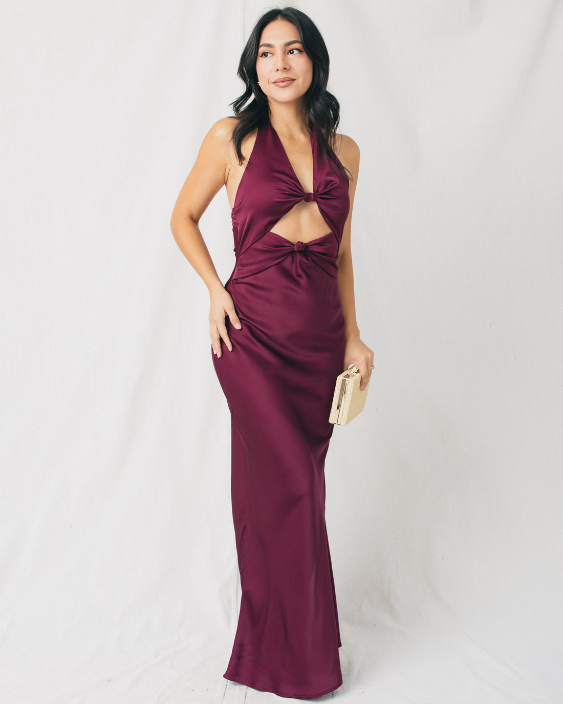Shannon Front Cutout Halter Neck Maxi Dress