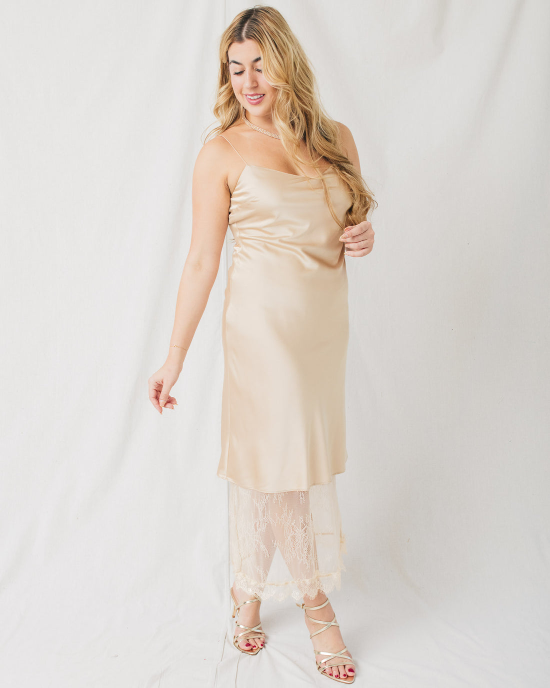Florence Lace Detail Slip Midi Dress