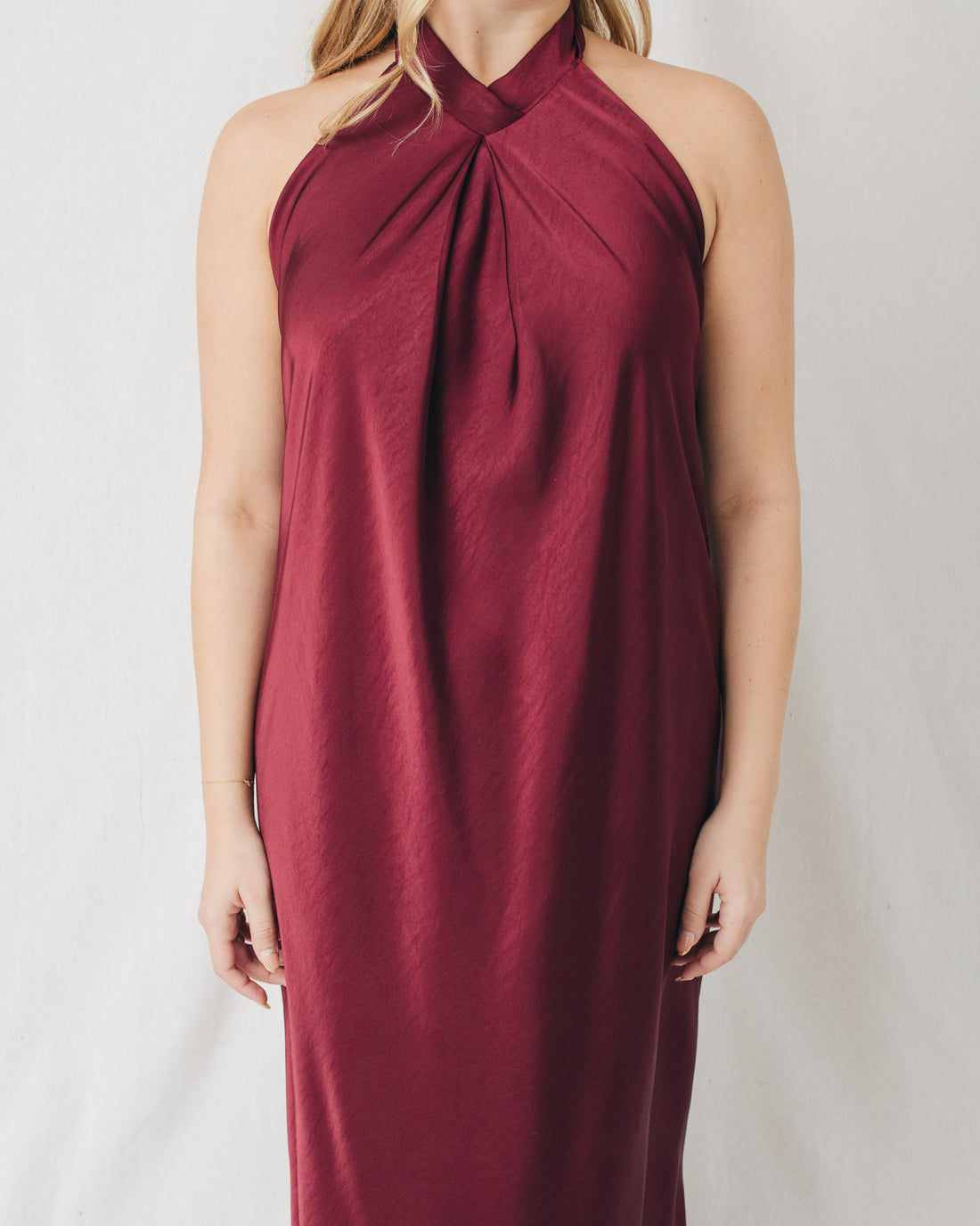 Karinne Mock Neck Open Back w/Tie Maxi Dress