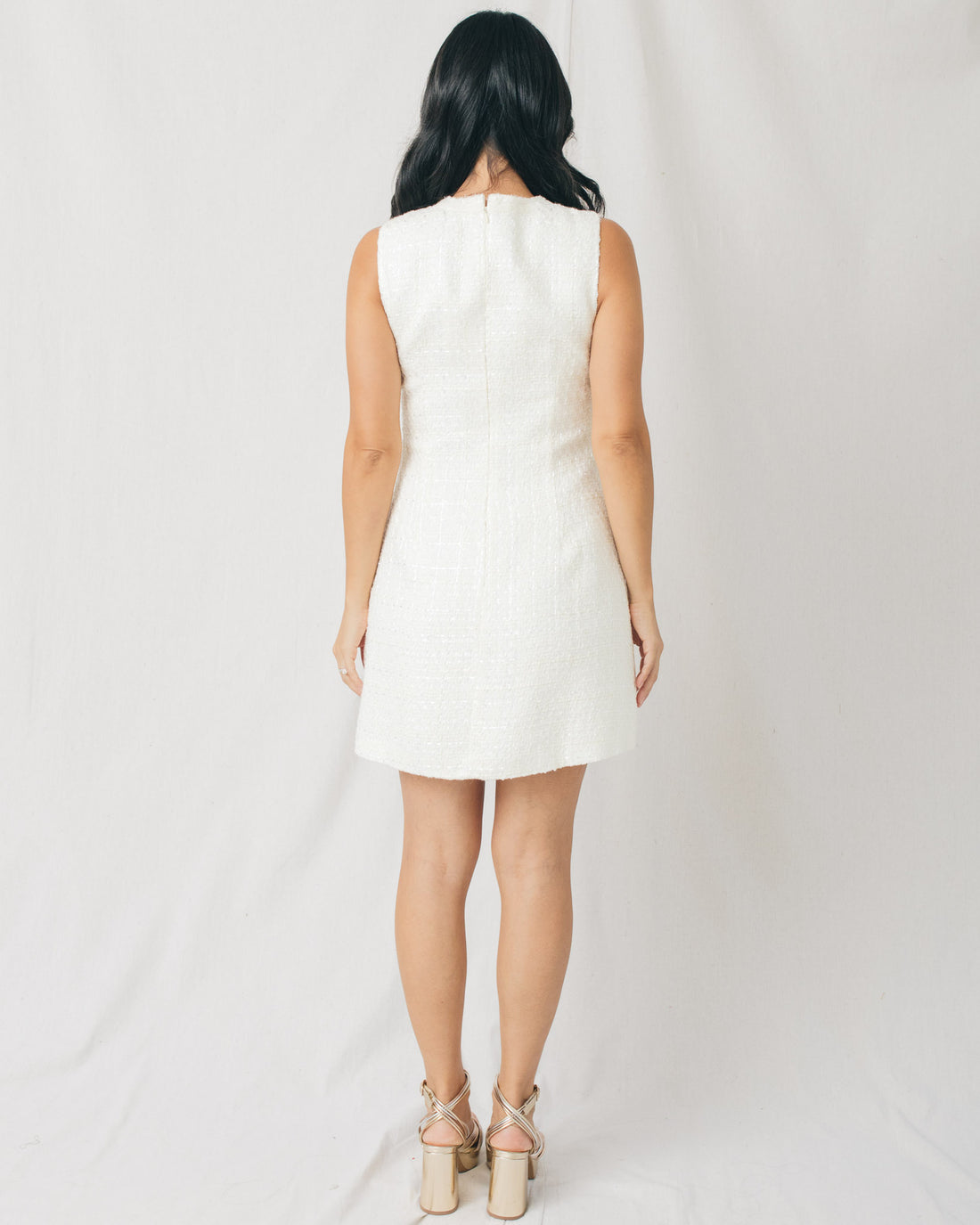 Audrey Jewel Bow Detail Tweed Mini Dress