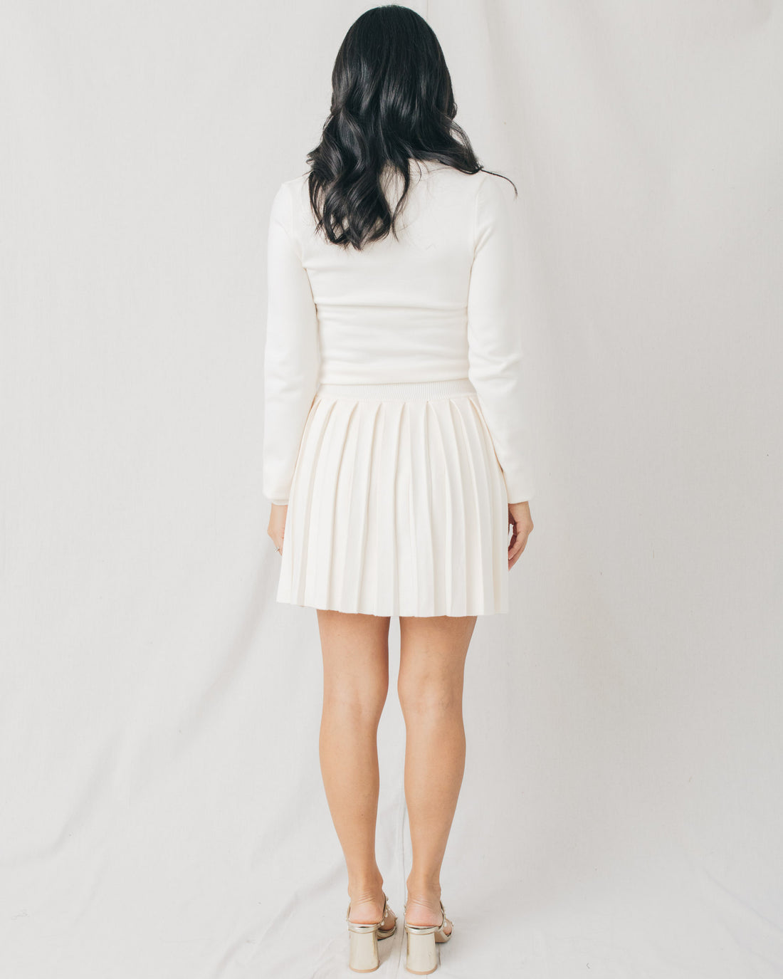 Lucia Embellished Sweater Pleated Mini Dress