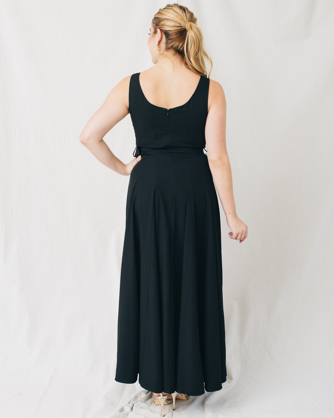 Ritah Square Neck Belted Solid Maxi Dress