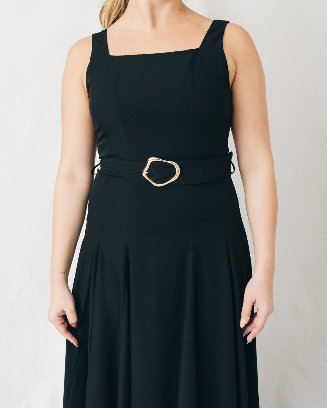 Ritah Square Neck Belted Solid Maxi Dress