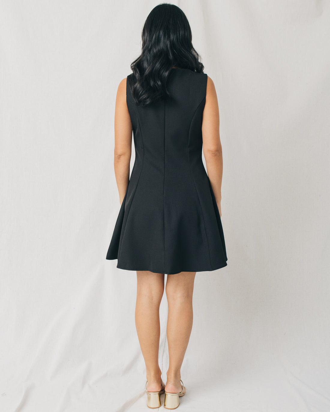 Lia Round Neck Bow Detail Flared Mini Dress