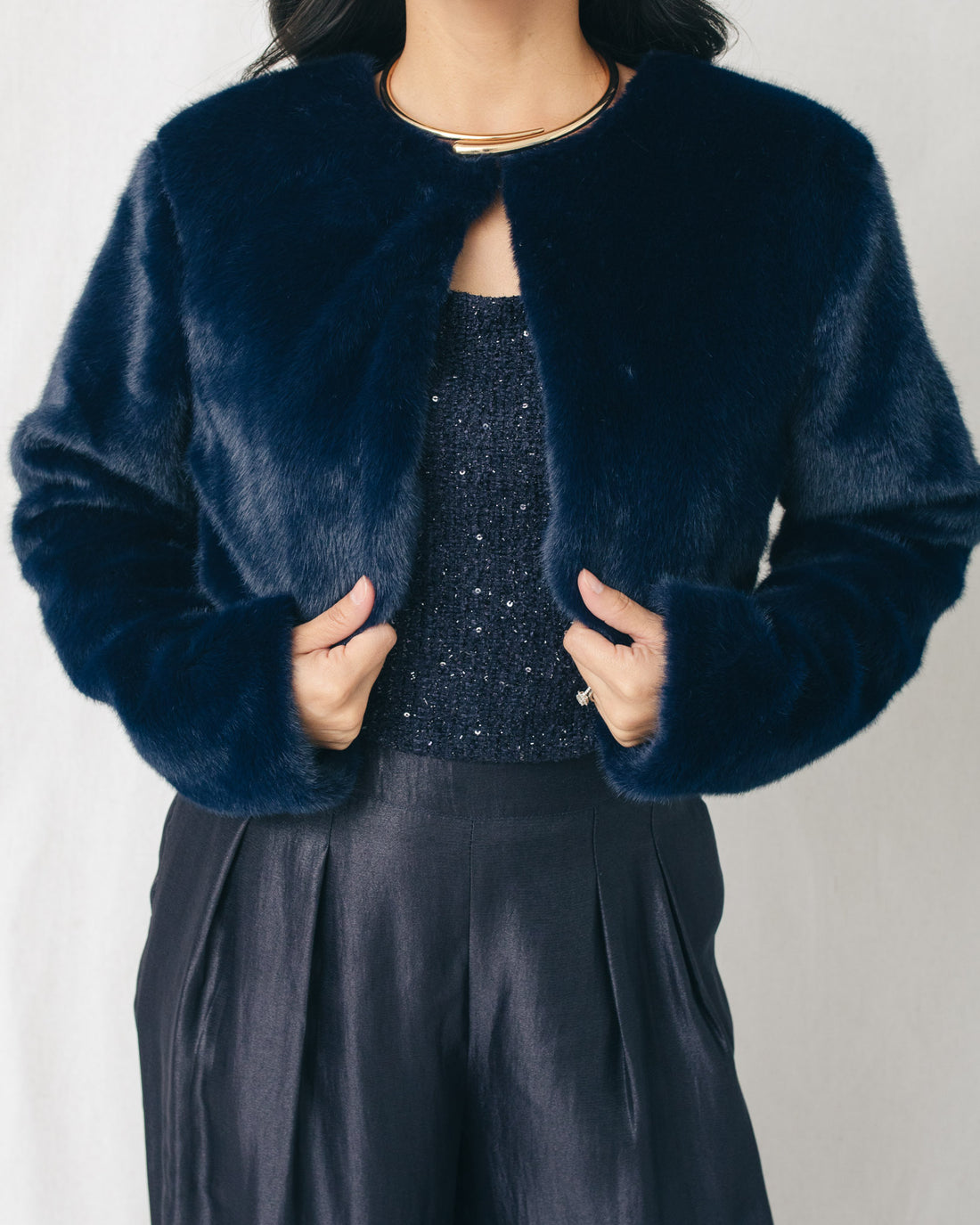 Laurie Open Front Soft Cropped Fur Jacket