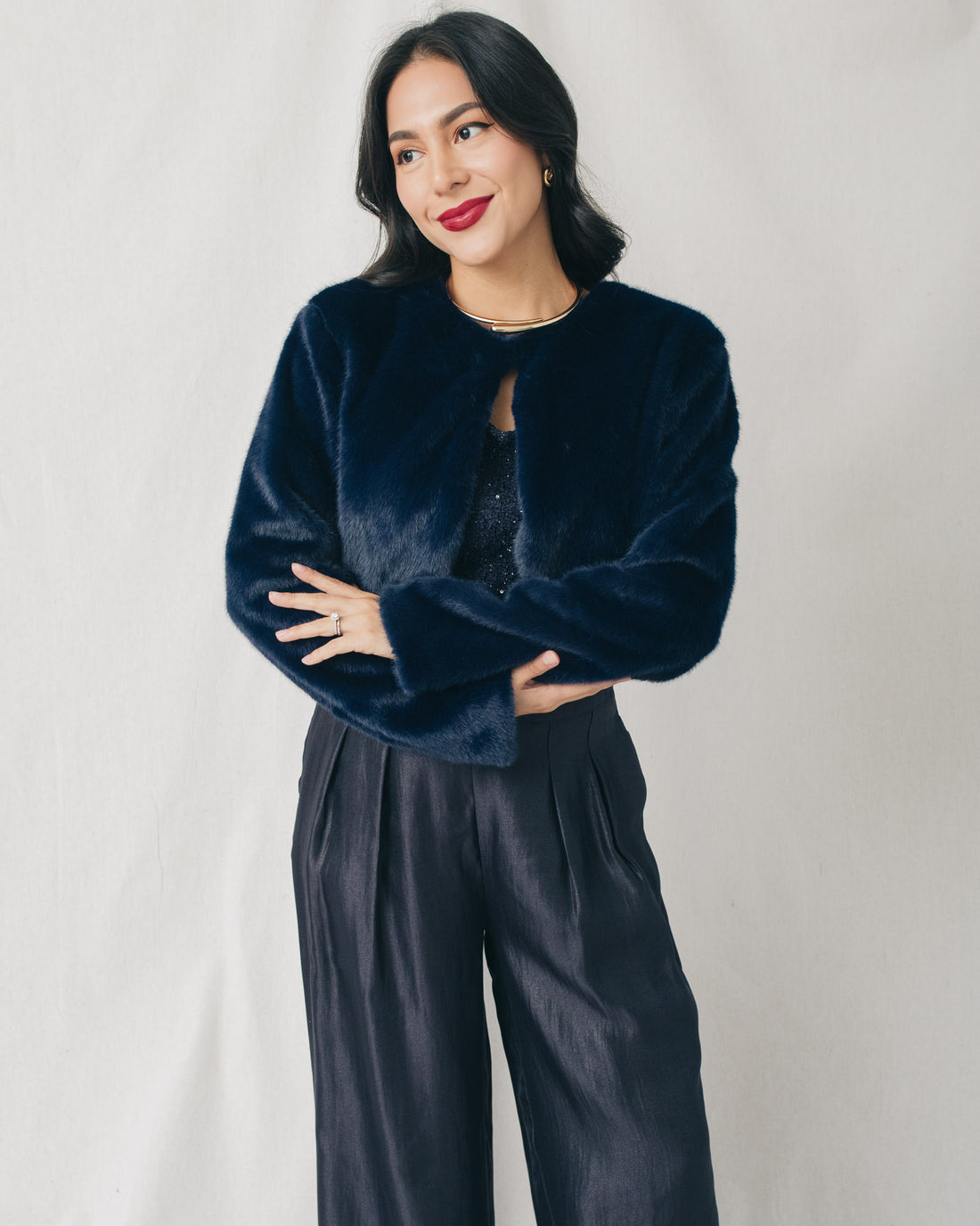 Laurie Open Front Soft Cropped Fur Jacket