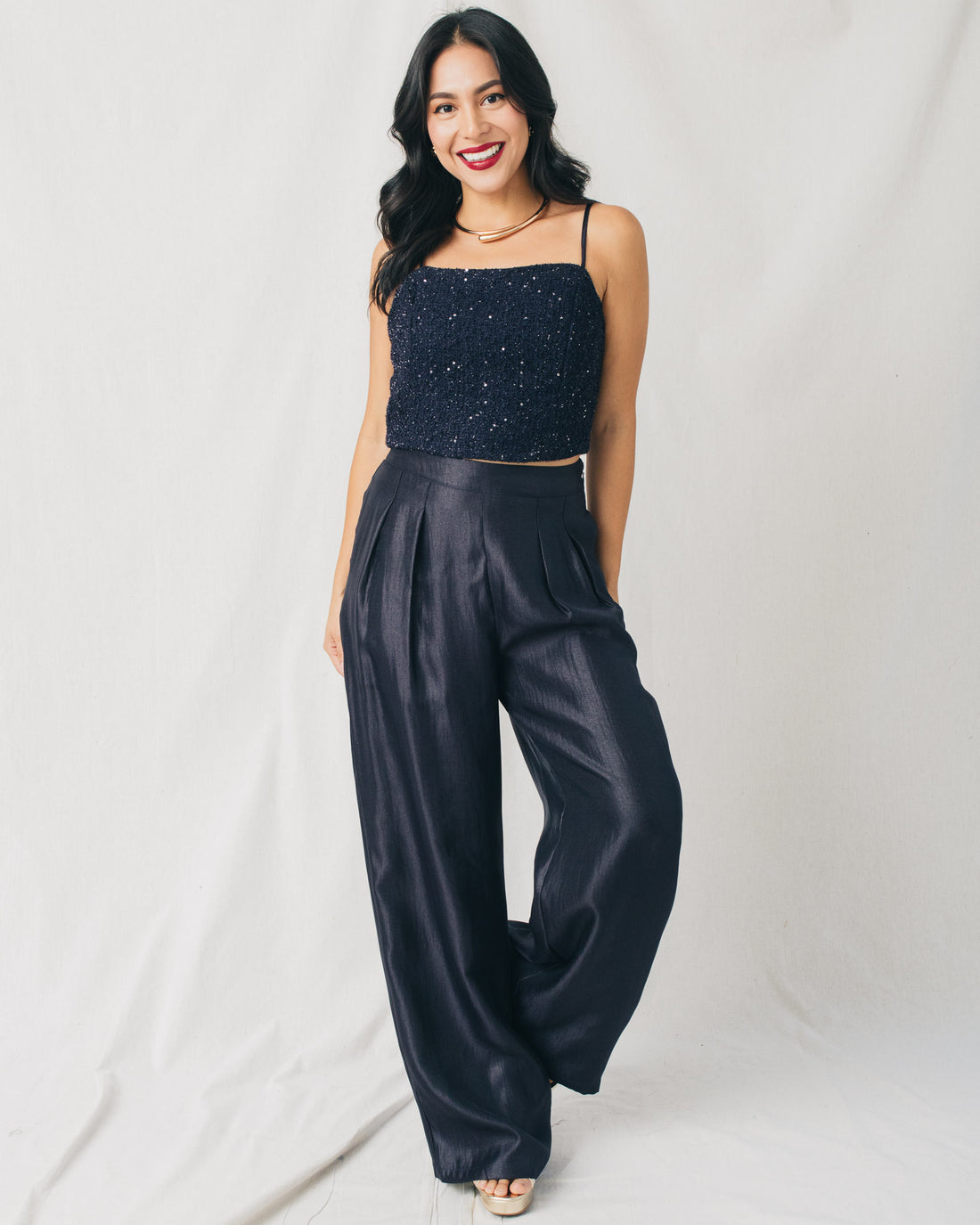 Sparkly Night Tweed Crop Top