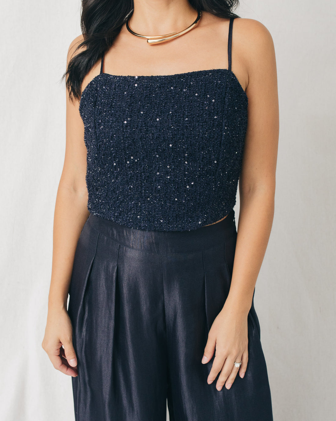 Sparkly Night Tweed Crop Top