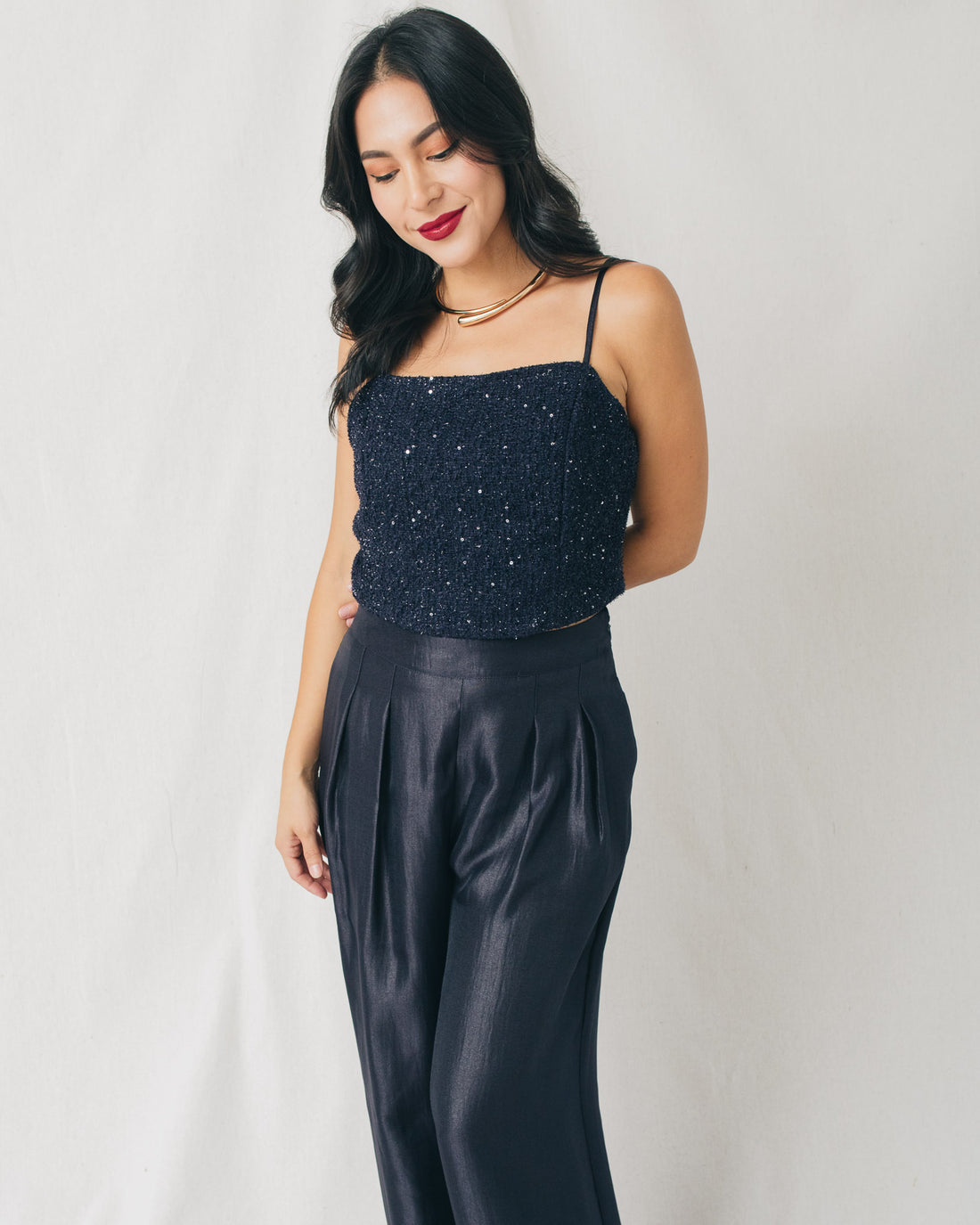 Sparkly Night Tweed Crop Top
