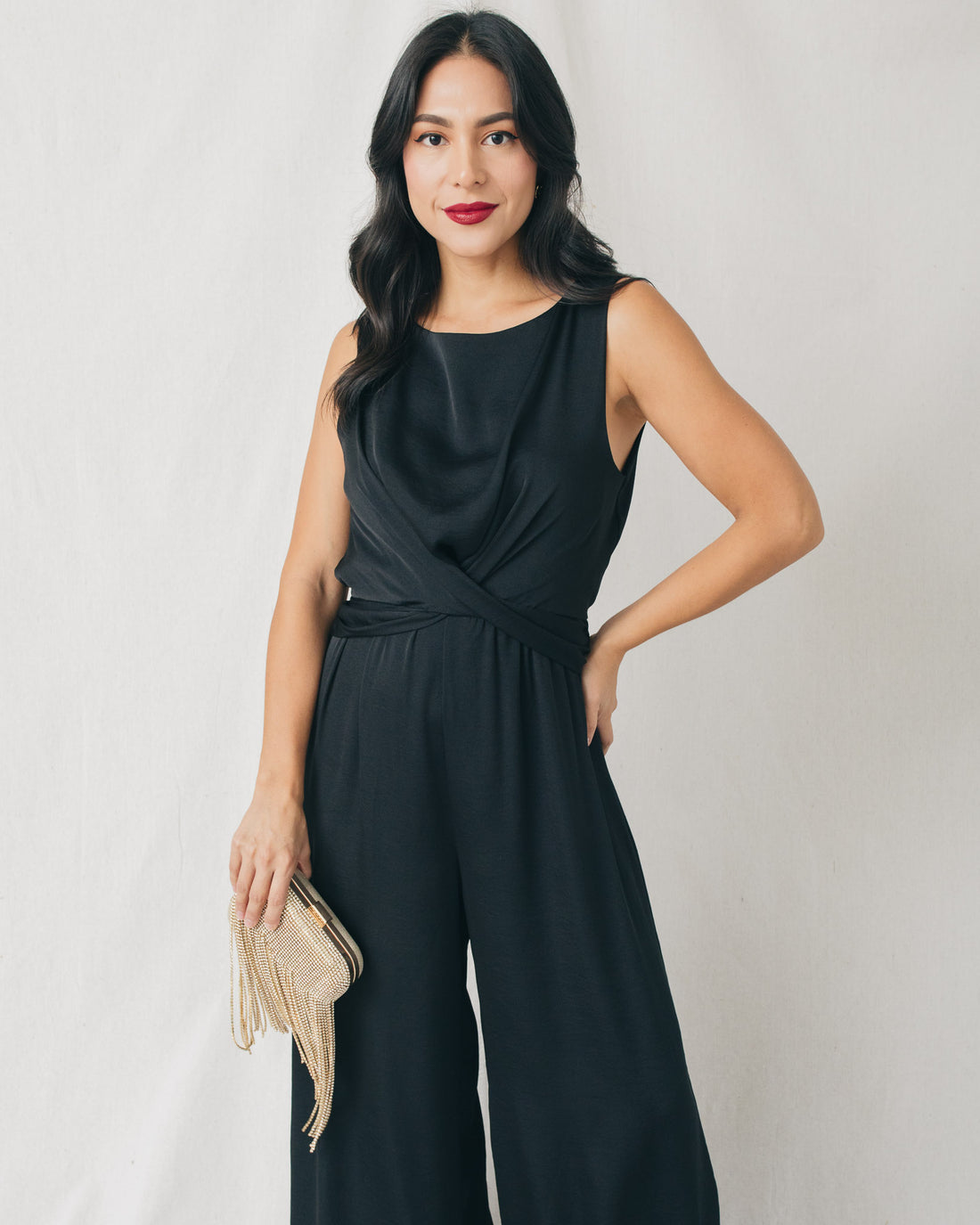 Daeya Round Neck Twist Front Jumpsuit