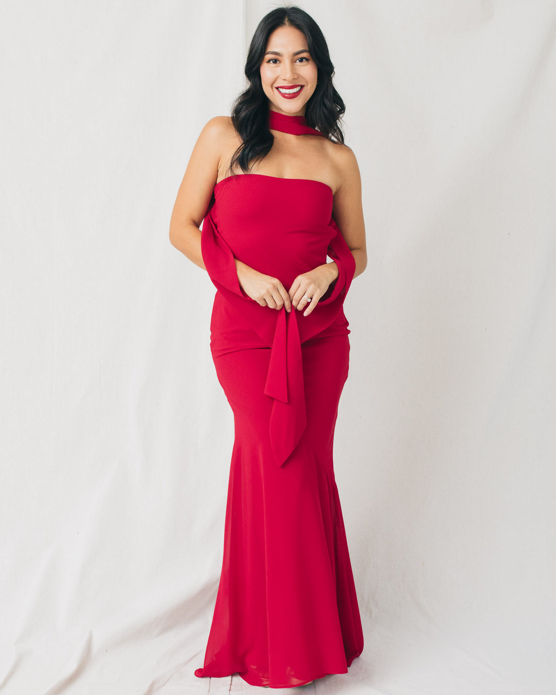 Belle Strapless Scarf Solid Maxi Dress
