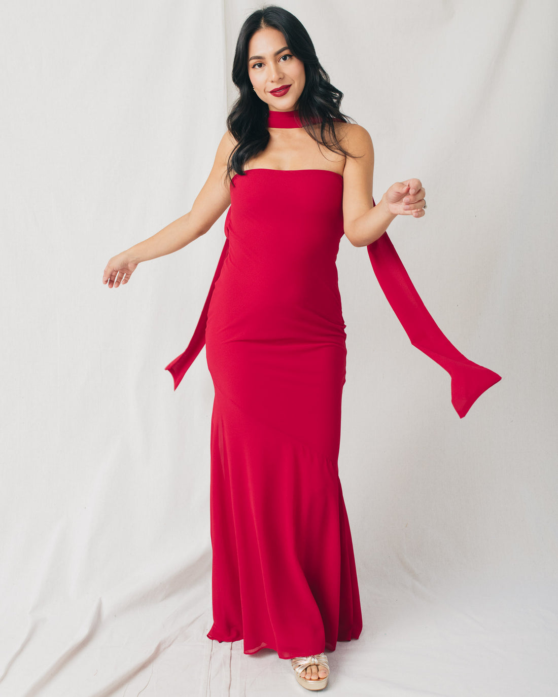 Belle Strapless Scarf Solid Maxi Dress
