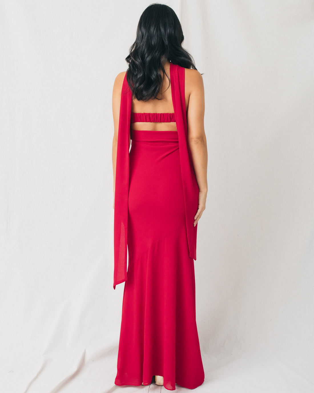 Belle Strapless Scarf Solid Maxi Dress