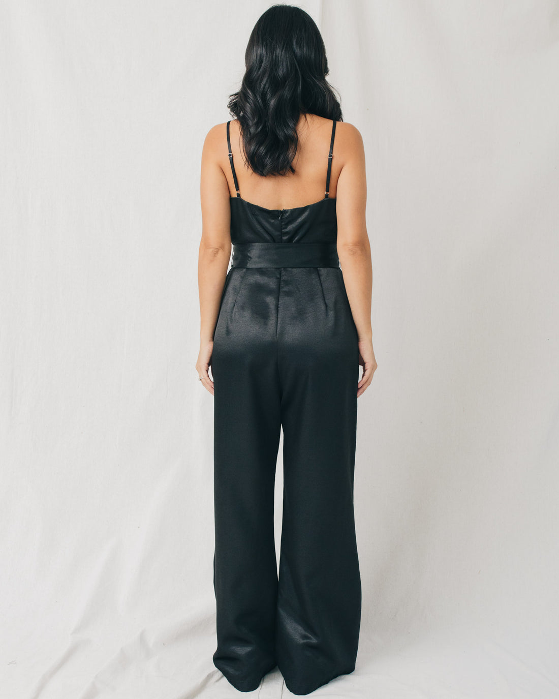 Stacey Lace Front Detail Belted Jumpsuit