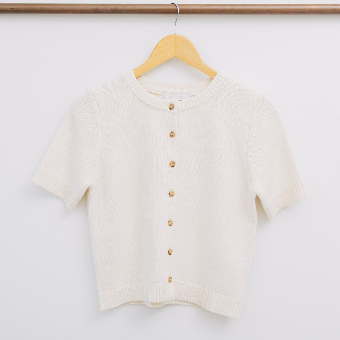 Farah Short Sleeve Button Down Knit Cardigan