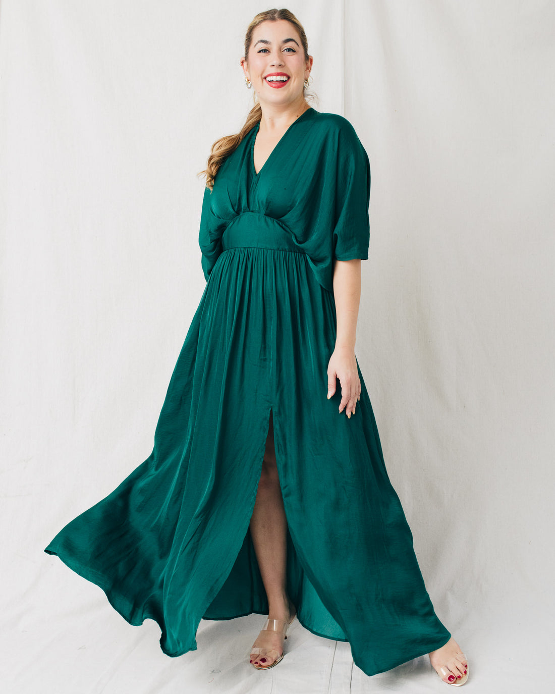Neela Kimono Sleeve Elastic Back Waist Maxi Dress