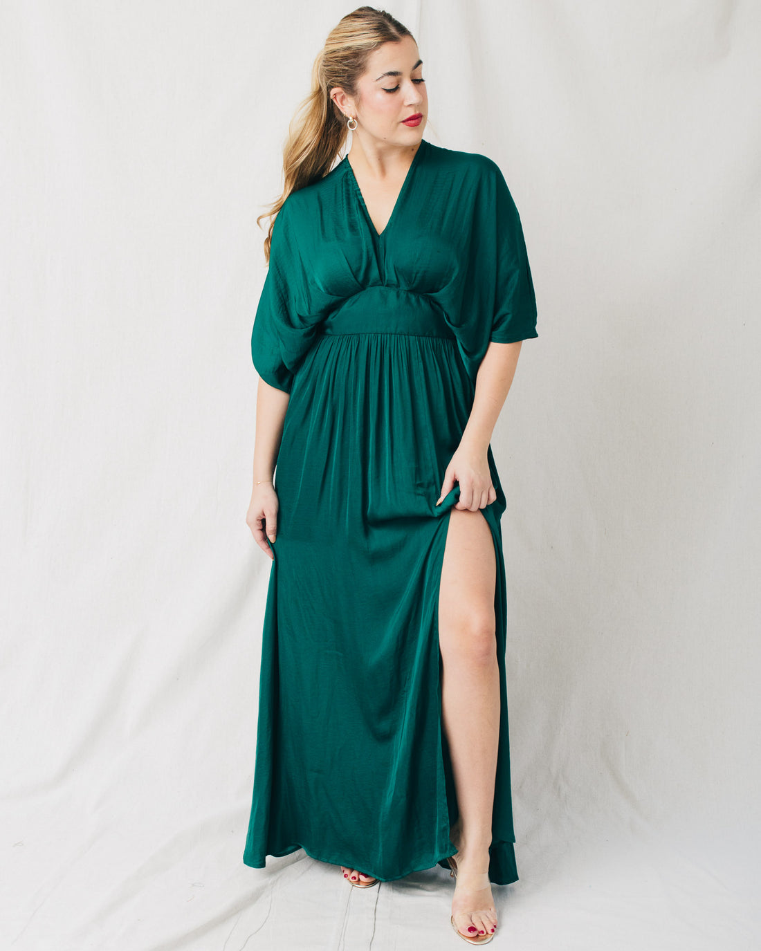Neela Kimono Sleeve Elastic Back Waist Maxi Dress