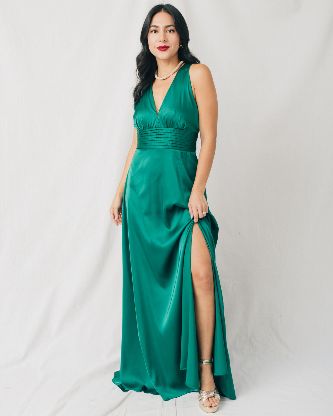 Noelle V-Neck Side Slit Maxi Dress