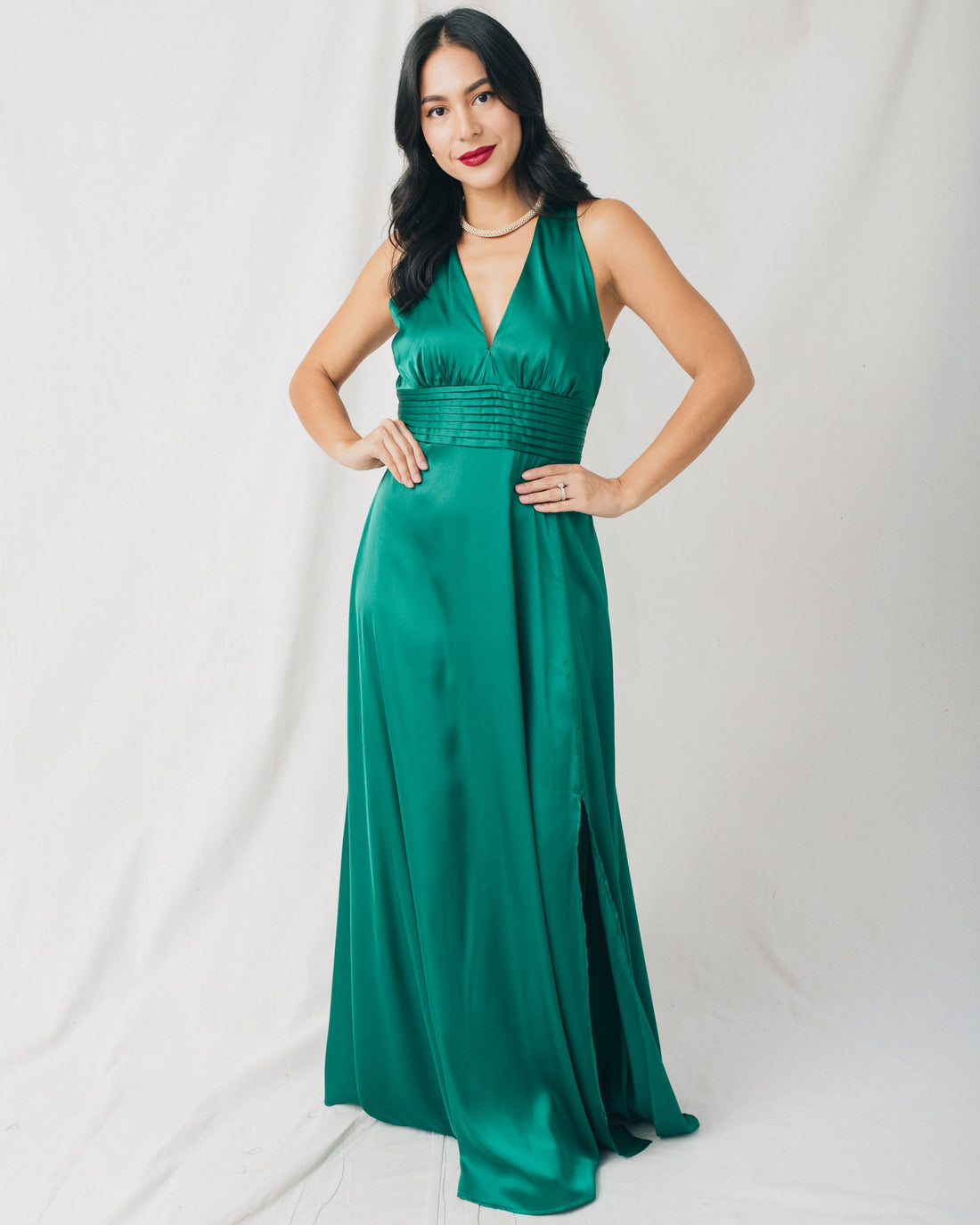 Noelle V-Neck Side Slit Maxi Dress