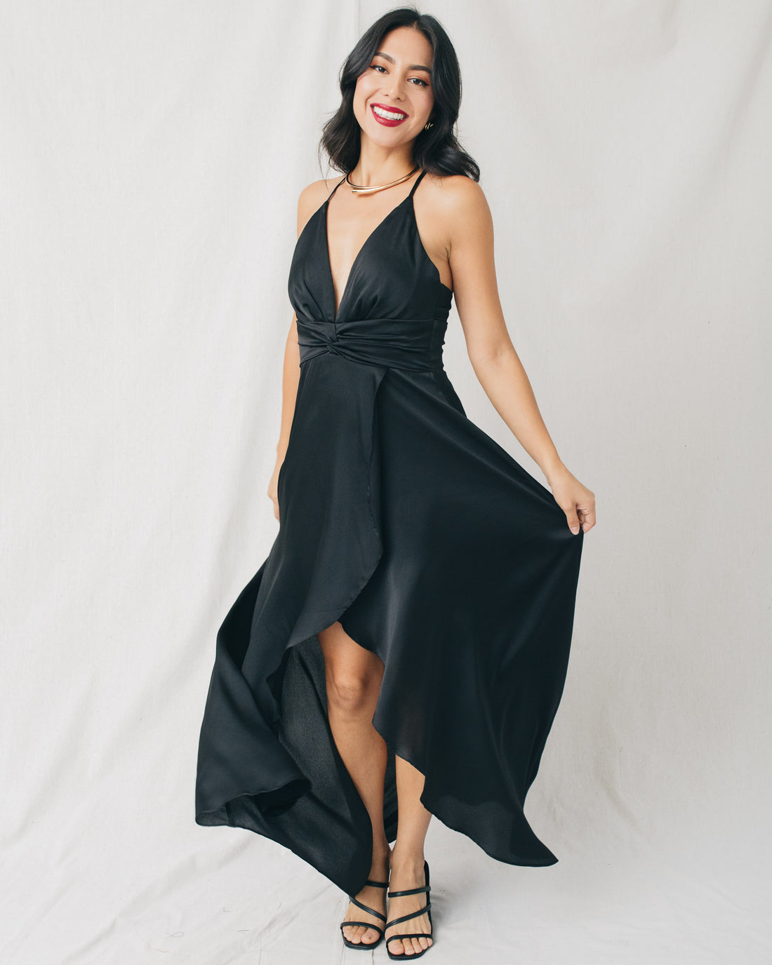 Deany Criss Cross Back V-Neck Maxi Dress