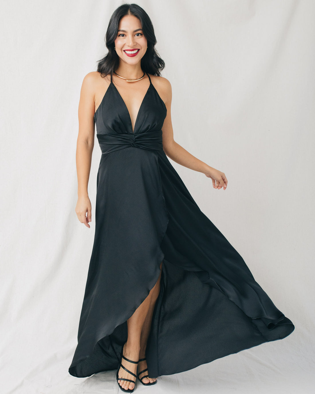 Deany Criss Cross Back V-Neck Maxi Dress