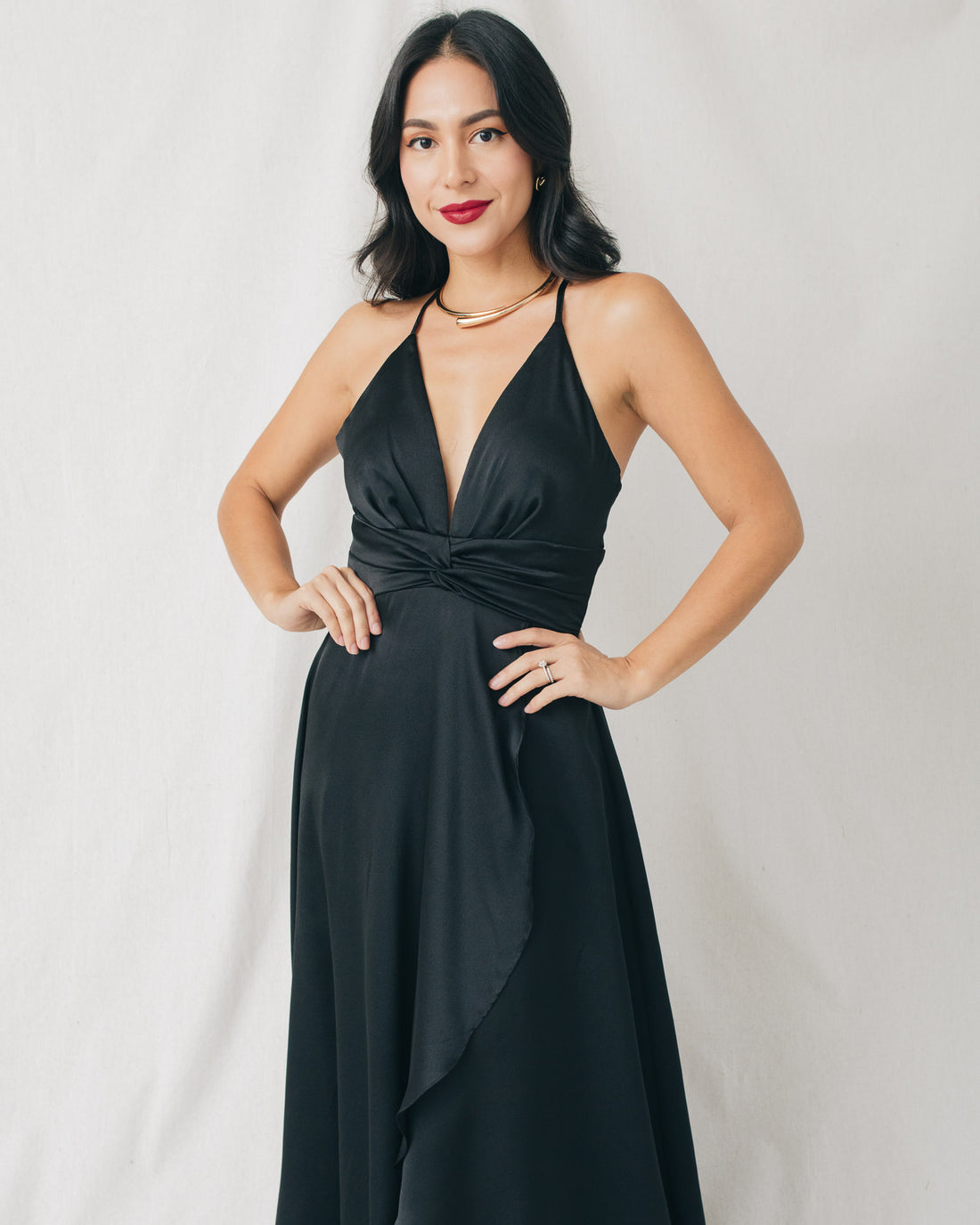 Deany Criss Cross Back V-Neck Maxi Dress