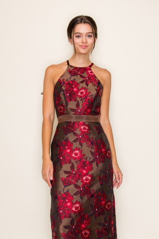 Lianna Jacquard Back Bow Detail Midi Dress