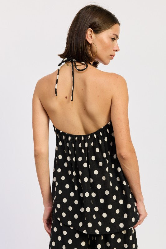 Nova Open Back Polka Dot Halter Top