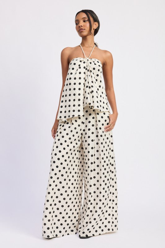 Nova Open Back Polka Dot Halter Top