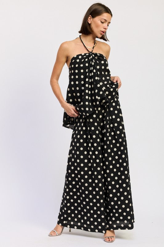 Nova Open Back Polka Dot Halter Top