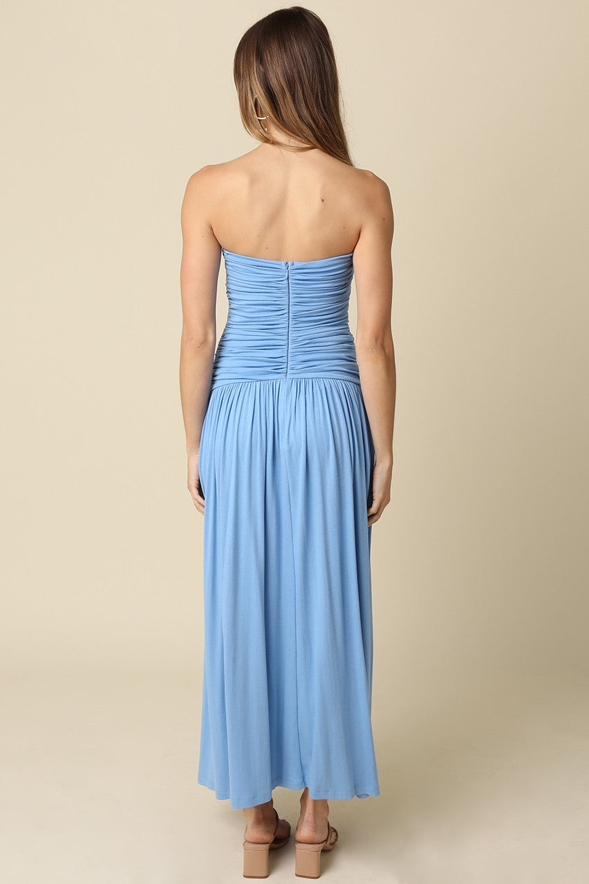 Sienna Strapless Ruched Maxi Dress