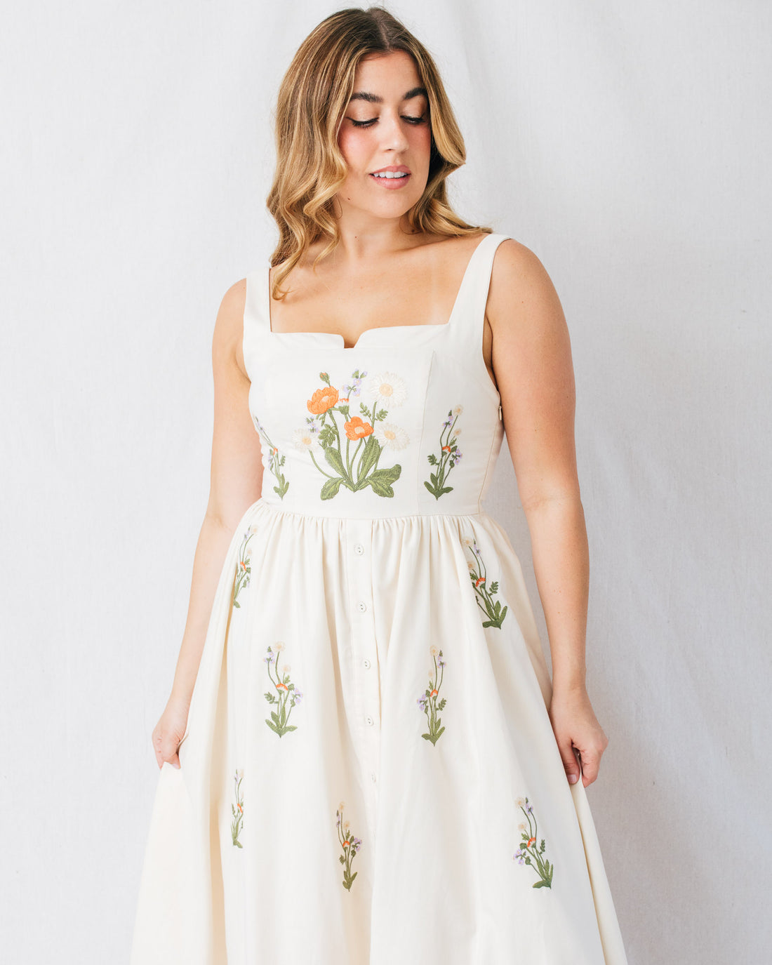 Charlotte Floral Embroidered Midi Dress