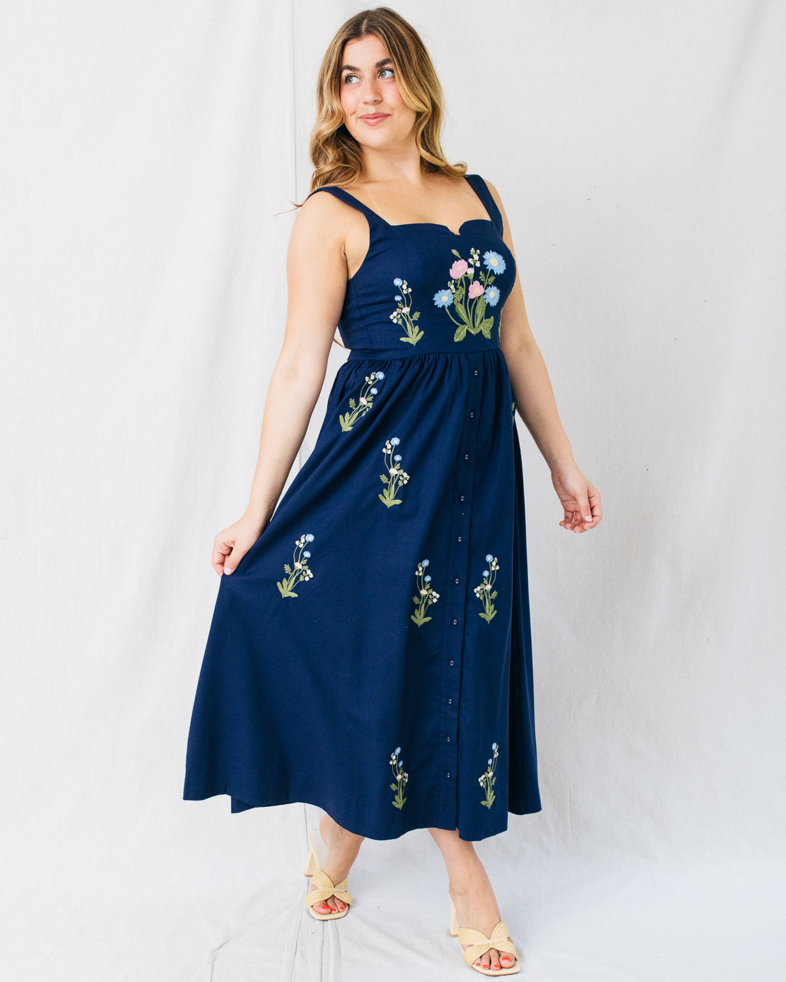 Charlotte Floral Embroidered Midi Dress