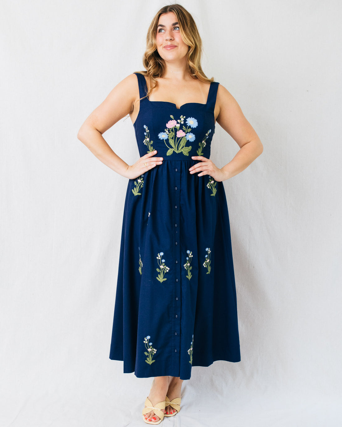 Charlotte Floral Embroidered Midi Dress