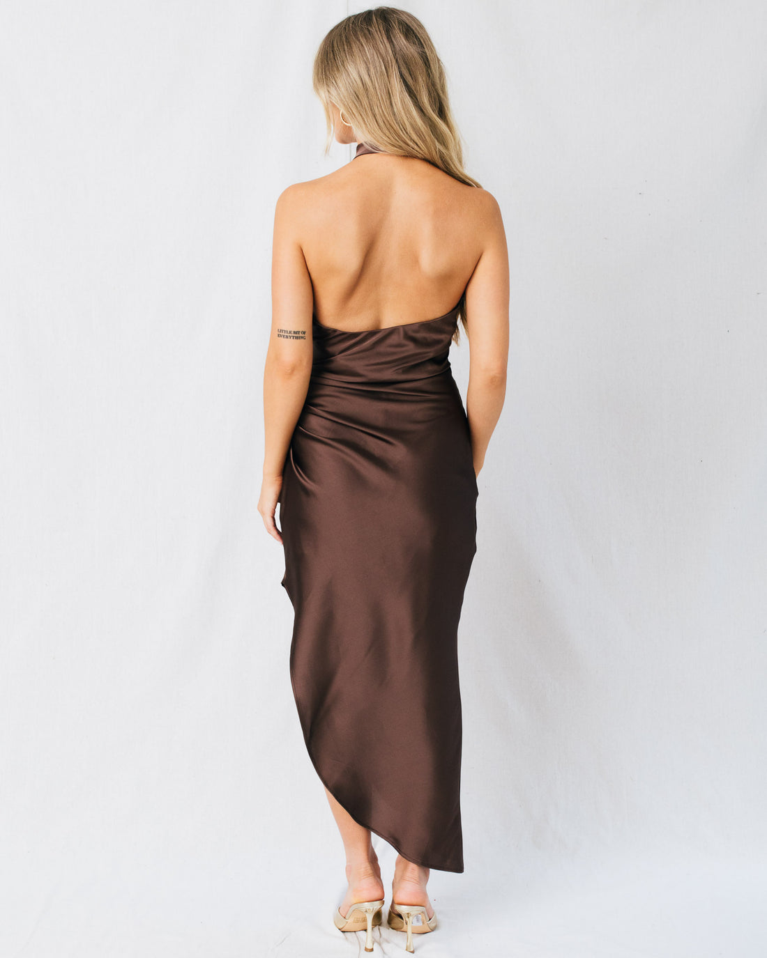 Bossa Nova Halter Neck Side Pleated Midi Dress
