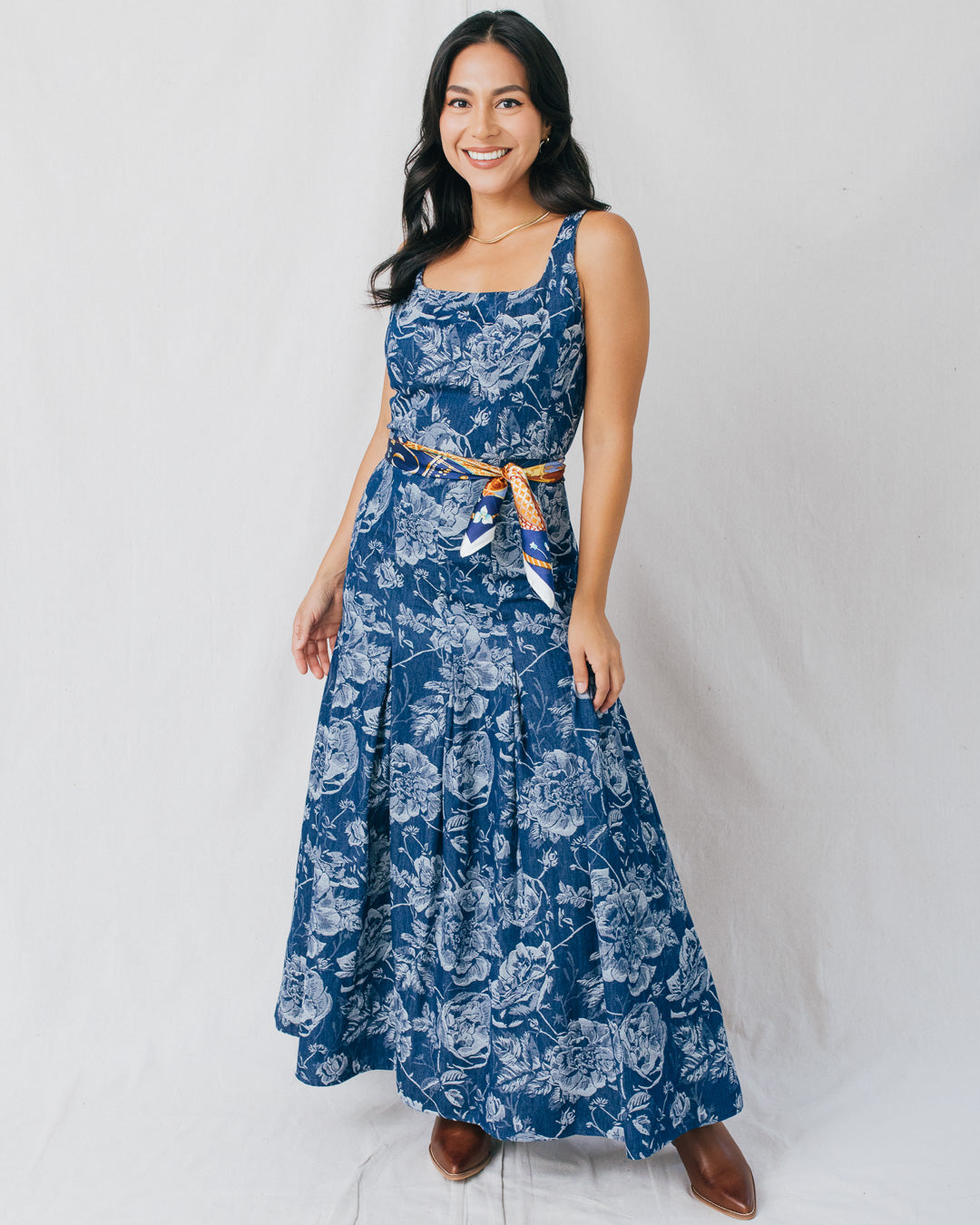 Reverie Floral Square Neck Midi Dress