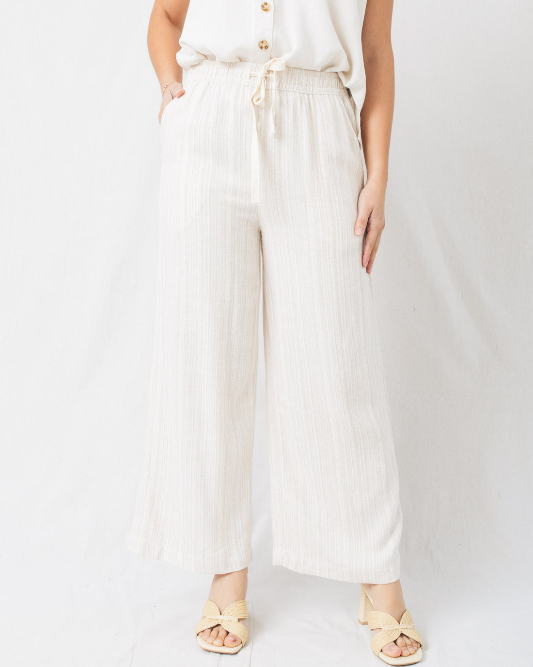 Laura Striped Linen Blend Wide Leg Pants