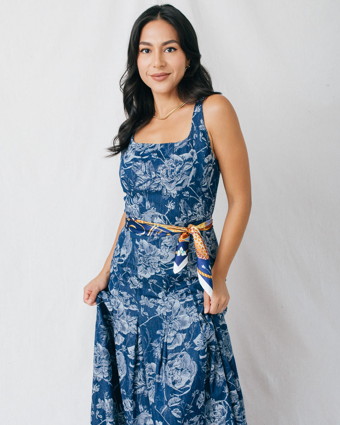 Reverie Floral Square Neck Midi Dress