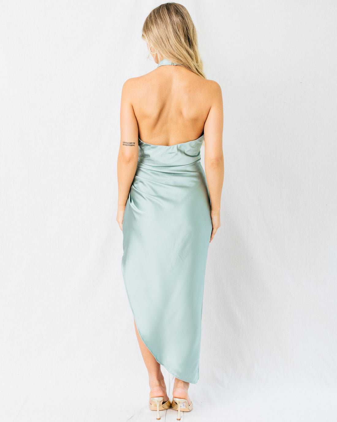Bossa Nova Halter Neck Side Pleated Midi Dress