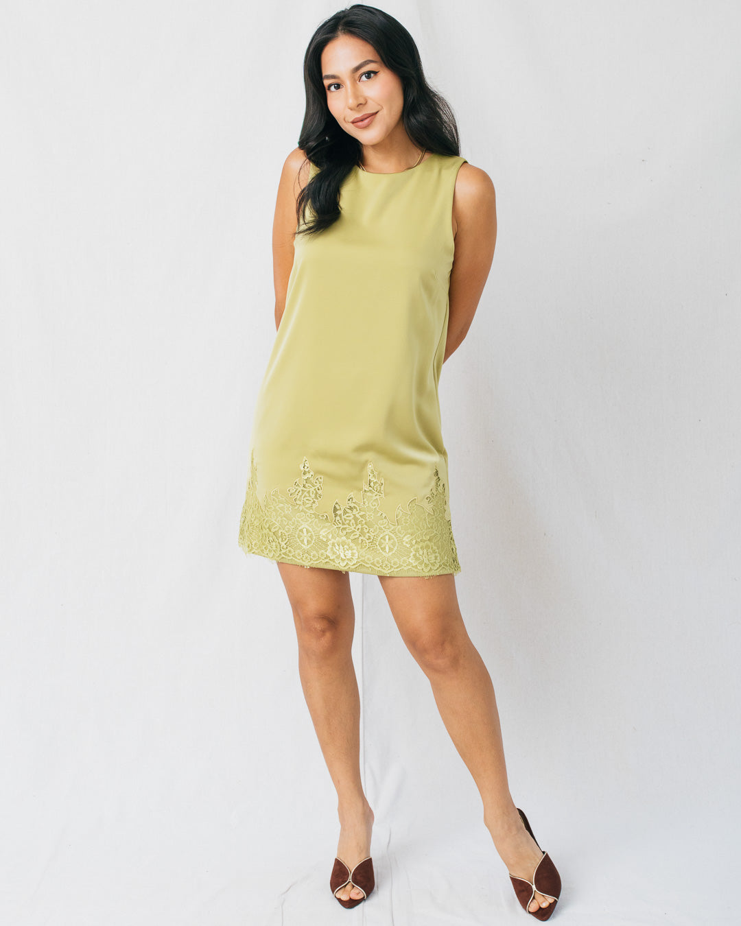 Ottilie Scallop Lace Hem Mini Shift Dress