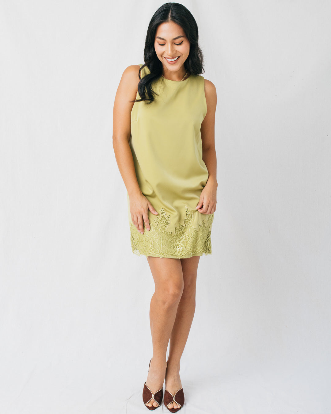 Ottilie Scallop Lace Hem Mini Shift Dress